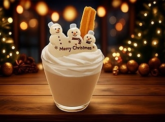 煙突チュロスと雪だるまのホットチョコレート